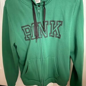 PINK Victoria's Secret Green Kids Hoodie with Black Details